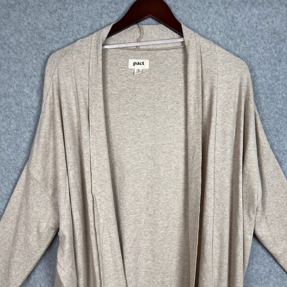 Pact Beige 100% Organic Cotton Open Airplane Cardigan Size M/L - Picture 3 of 7